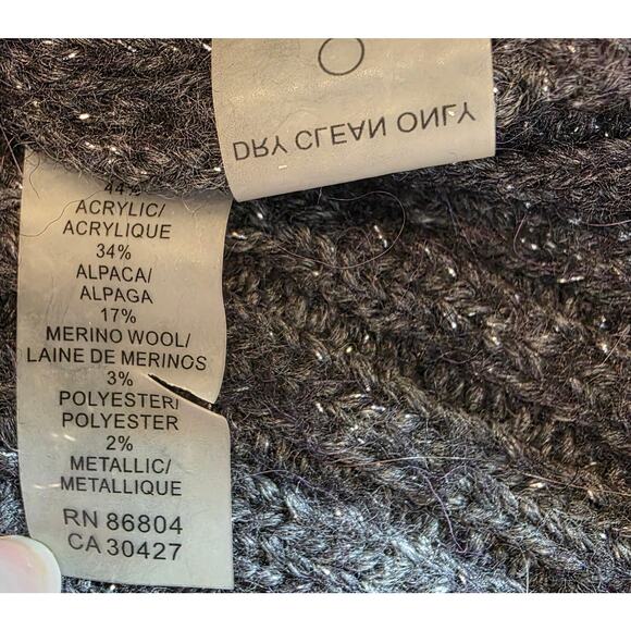 Magaschoni Alpaca Merino Wool Ribbed Balloon Sleeve Zip Sweater Cardigan Small - Picture 4 of 10